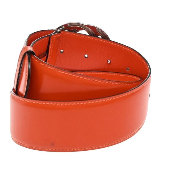 GUCCI GG Logo Interlocking Belt 75/30 Leather Orange SHW Italy 60KB122 - Picture 3 of 12